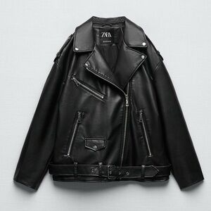 Zara FAUX LEATHER OVERSIZED JACKET